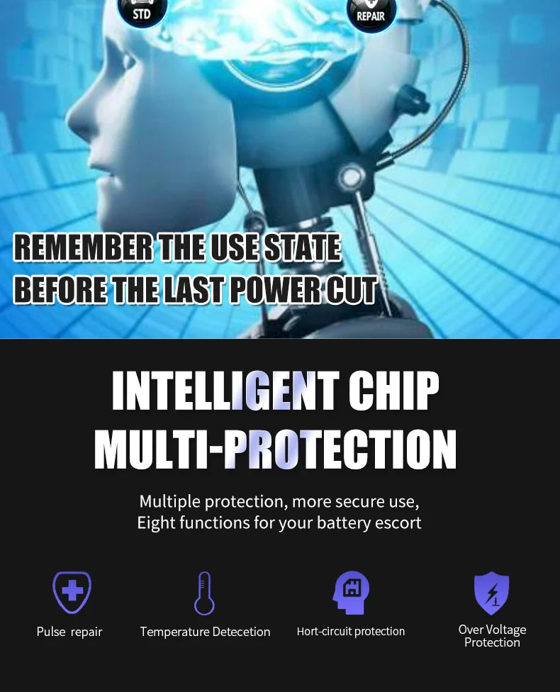 12V-24V Car Battery-Charger Full Automatic 12V 10A Digital Car Battery Charger Pulse Repair for AGM GEL WET Lead Acid