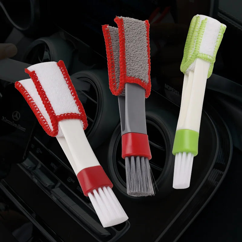 2PCS Car Air Vent Brush Double head Brushes Conditioner Vent Brush Microfibre Car Grille Dashboard Interior Car Cleaning Tools