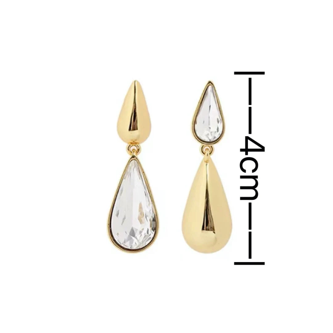 Water Drop Earrings Heavy Metal Water Drop Pendant Asymmetric Earrings Shiny Zircon Sexy Women's Golden Jewelry Christmas Gift