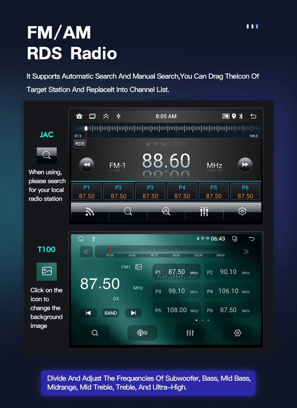 LELV 7" Android 13 Touch Screen Car Radio For Volkswagen VW Touareg Multivan T5 Transporte 2004-2011 Multimedia Player Carplay
