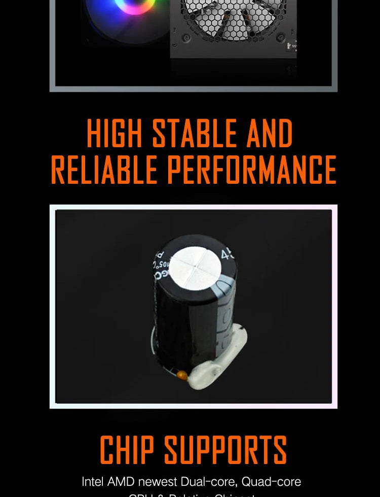 Aigo AK PC PSU Power Supply Unit 500W 600W 700W 800W 1000W Gaming 120mm RGB Fan 220V ATX Desktop computer Power Supply for BTC