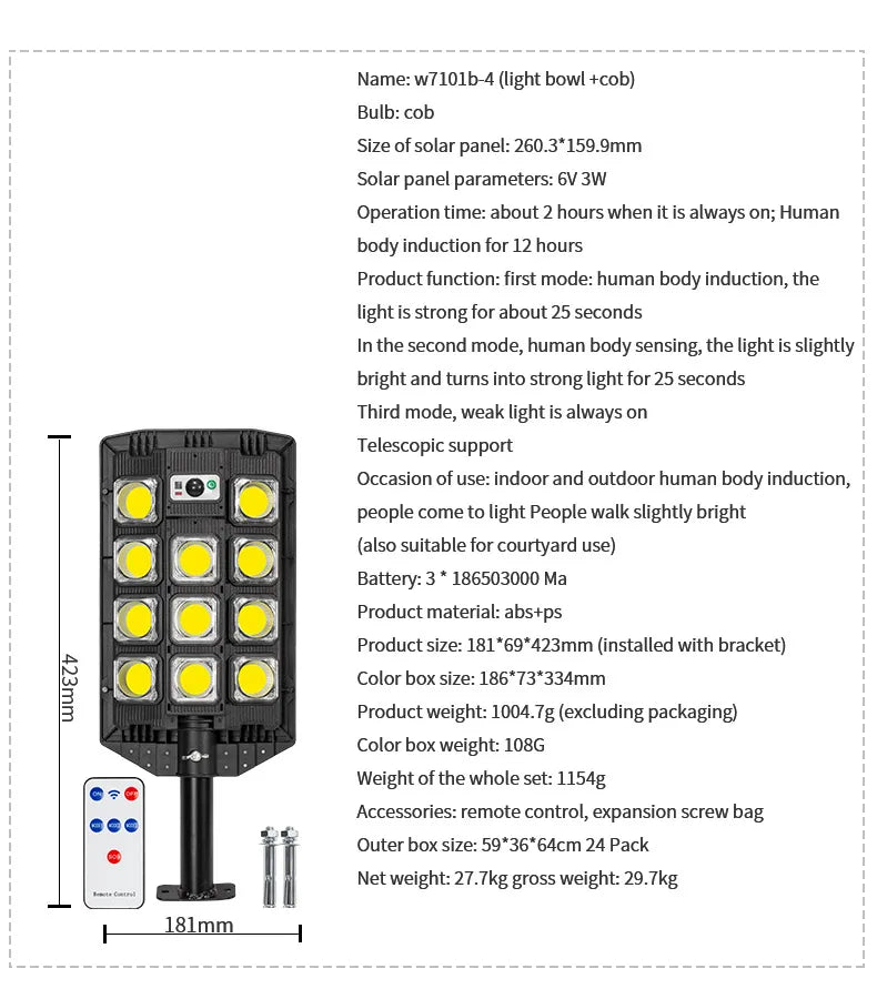 LED Solar Street Light Outdoor Waterproof LED For Garden Wall Adjustable Angle Solar Lamp Built-in Lithium Battery