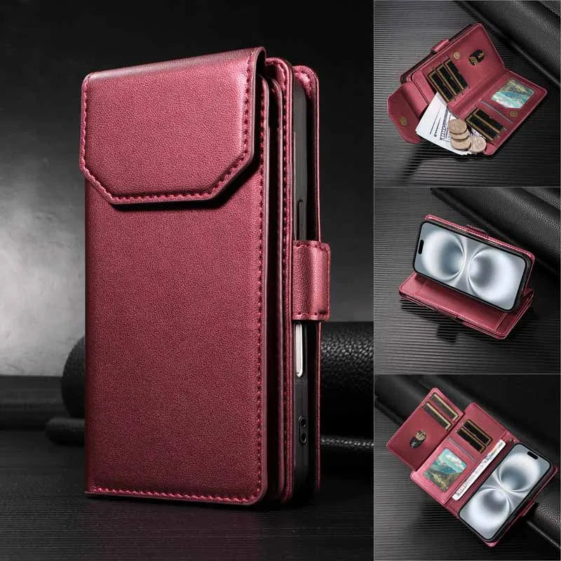 Leather Case For Samsung Galaxy S25 Ultra S24 S23 S22 S21 FE S20 S10 Plus Note 10 8 9 20 Edge Flip Wallet Multi-card Phone Cover