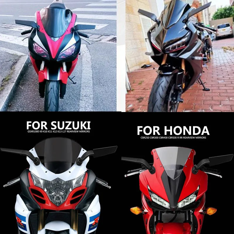 Motorcycle Mirror Modified Wind Wing Adjustable Rotating Rearview Mirror for YAMAHA YZF R6 R1 R25 R3 R125 R15 for Honda