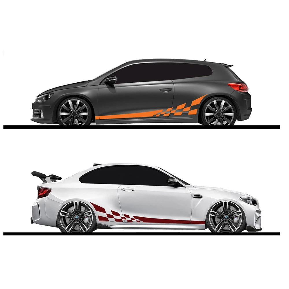 2pcs Car Vinyl Wrap Film - Racing Stripes & Camouflage Pattern DIY Decals for Auto Body Hood, Universal Fit Glossy Matte Finish