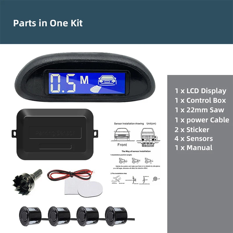 Sinovcle Parking Sensor For Car With Auto Parktronic Reverse LED Monitor 4 Sensors Radar Detector System Backlight Display