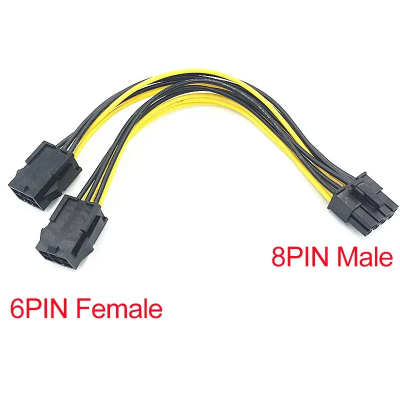 8Pin Male to Dual 6 Pin Female Cable Adapter 20cm Graphics Video Card PCI Express Power Splitter 6Pin Male to Daul 8pin Female