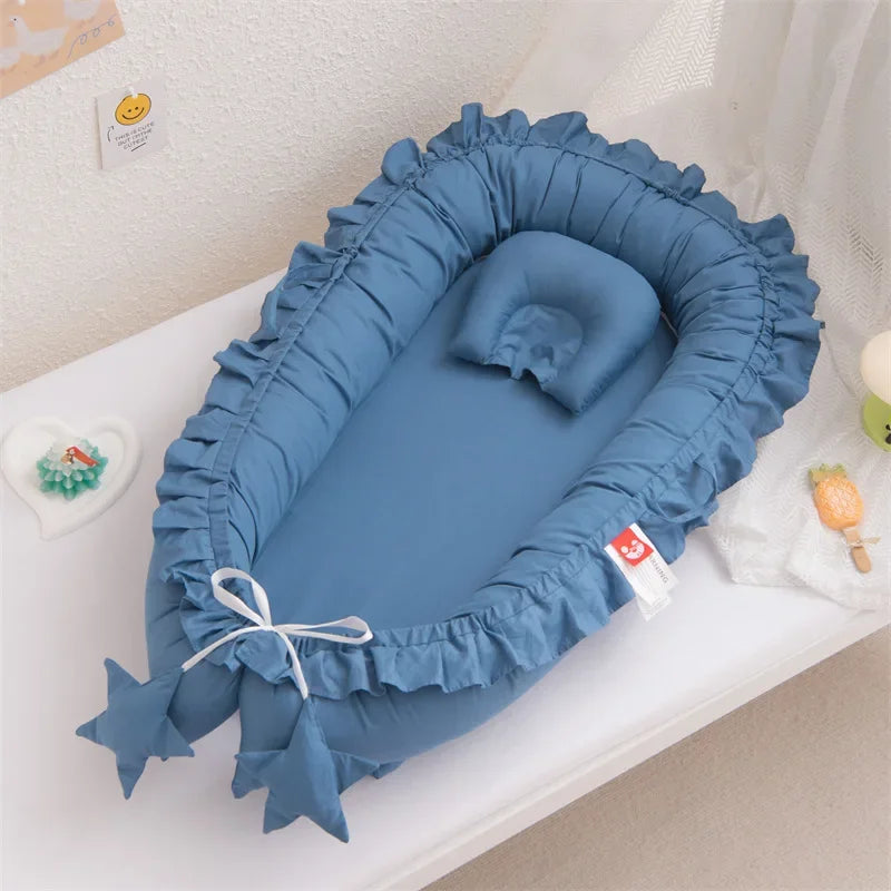 Newborn Bed for Breastfeeding Sleep Baby Cribs Portable Baby Nest 0-18 Months Detachable Anti-Rollover Bassinet with Cooling Mat