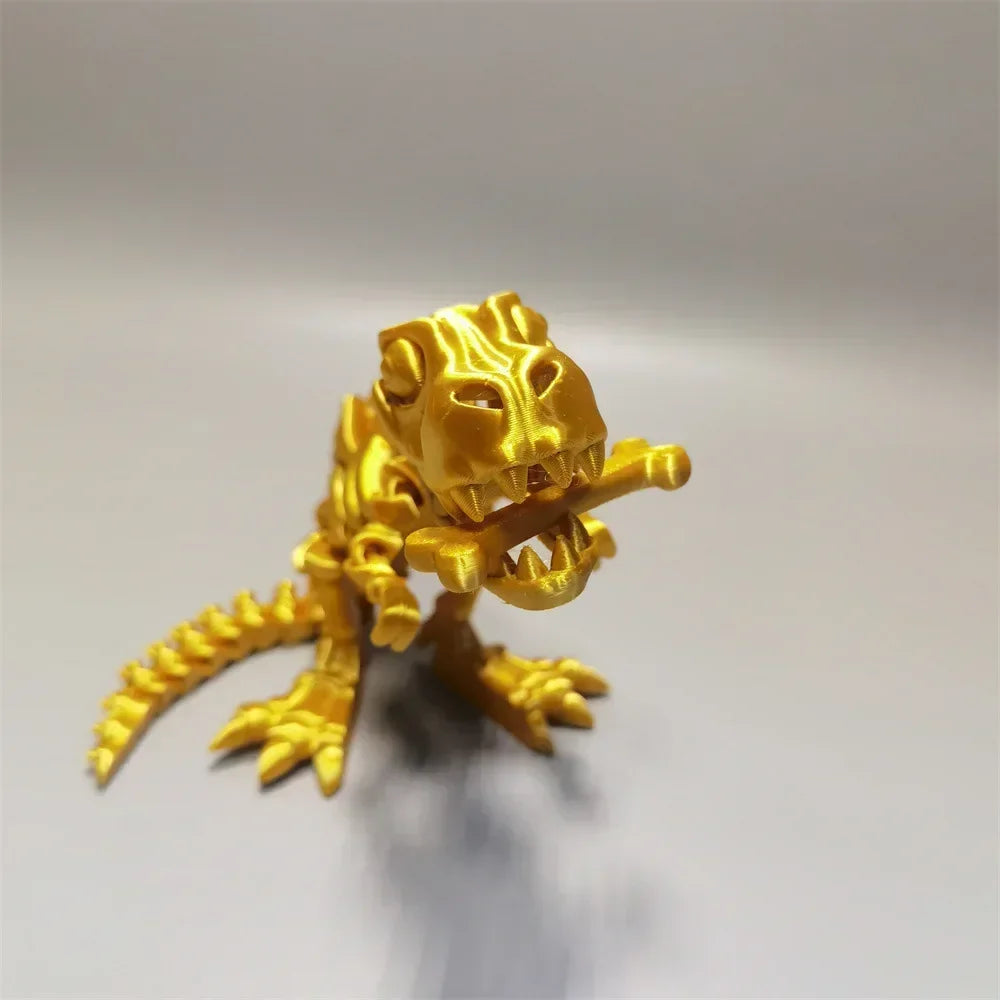 4Pcs Tyrannosaurus Rex Fossil Dragon 3D Printing Skull Dragon Movable Joint Decoration Toy Can Stand Big-mouth Dinosaur Model