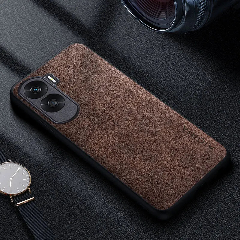 Premium Luxury leather Phone Case for Honor 90 Lite 70 50 20 Pro 10 Retro Business Style Solid color cover funda capa