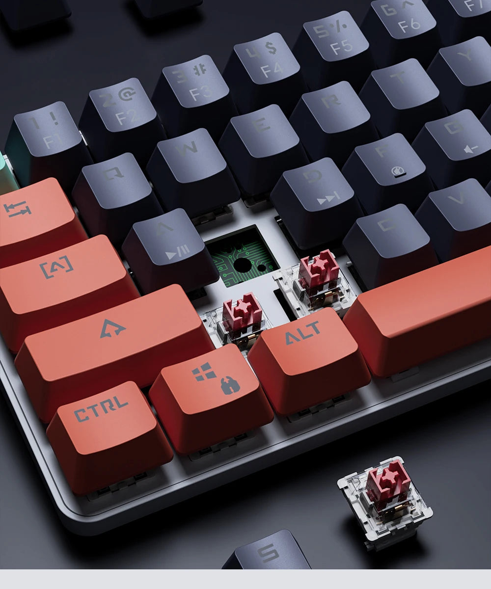 MUCAI 61 key mechanical keyboard mini portable practical red axis wired hot swappable RGB cool effect