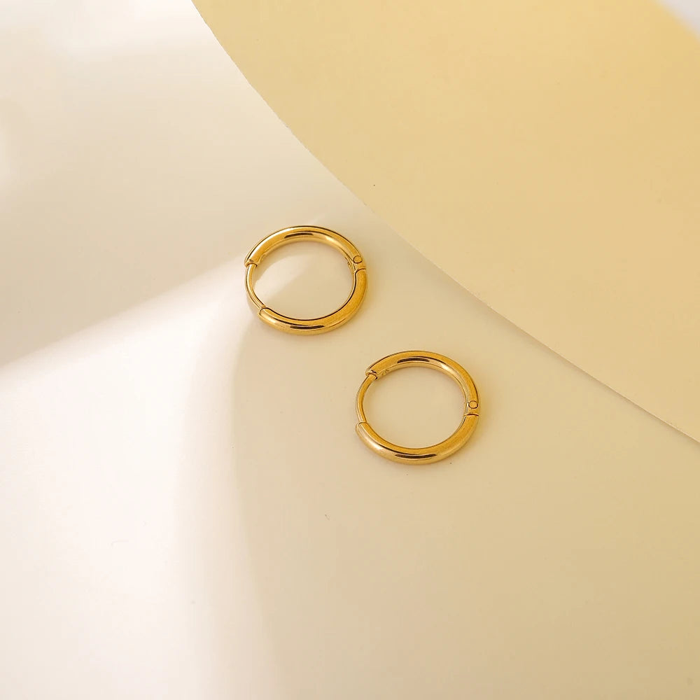 10Pcs/Lot Stainless Steel Circle Hoop Earring Gold Color Round Geometry Earrings Jewelry Findings for DIY Earring Jewelry Making