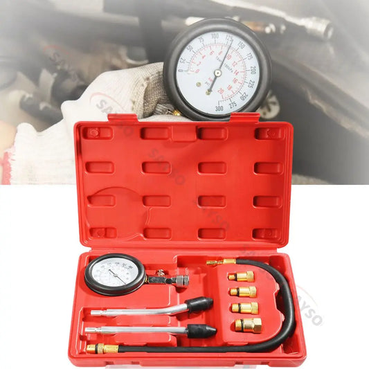 Petrol Engine Cylinder Compression Tester Kit Automotive and Motorcycles Tool 0-300PSI Engine Cylinder Pressure 0-21 Bar Gauge