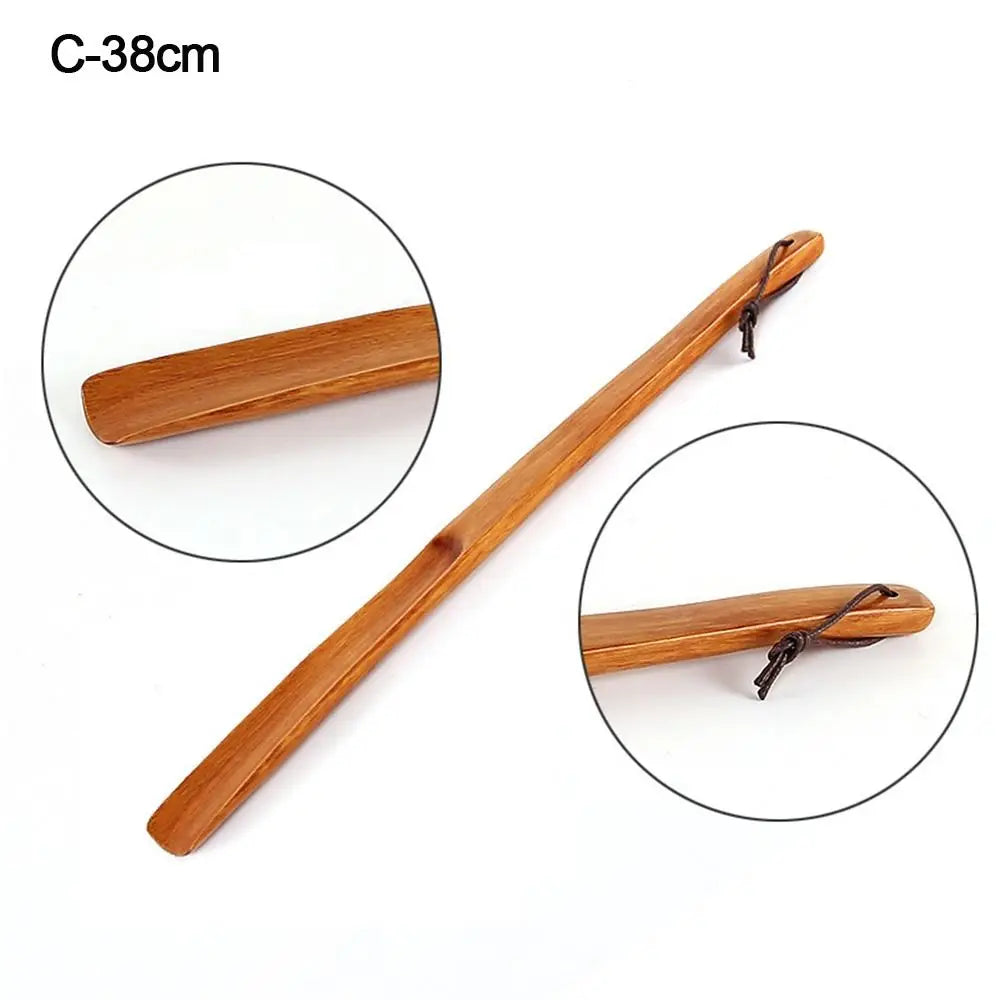 Portable Wooden Shoe Horn Easy On Off Long Handle Hanging Loop Without Bending Over Shoe Horn For Seniors Pregnant Women