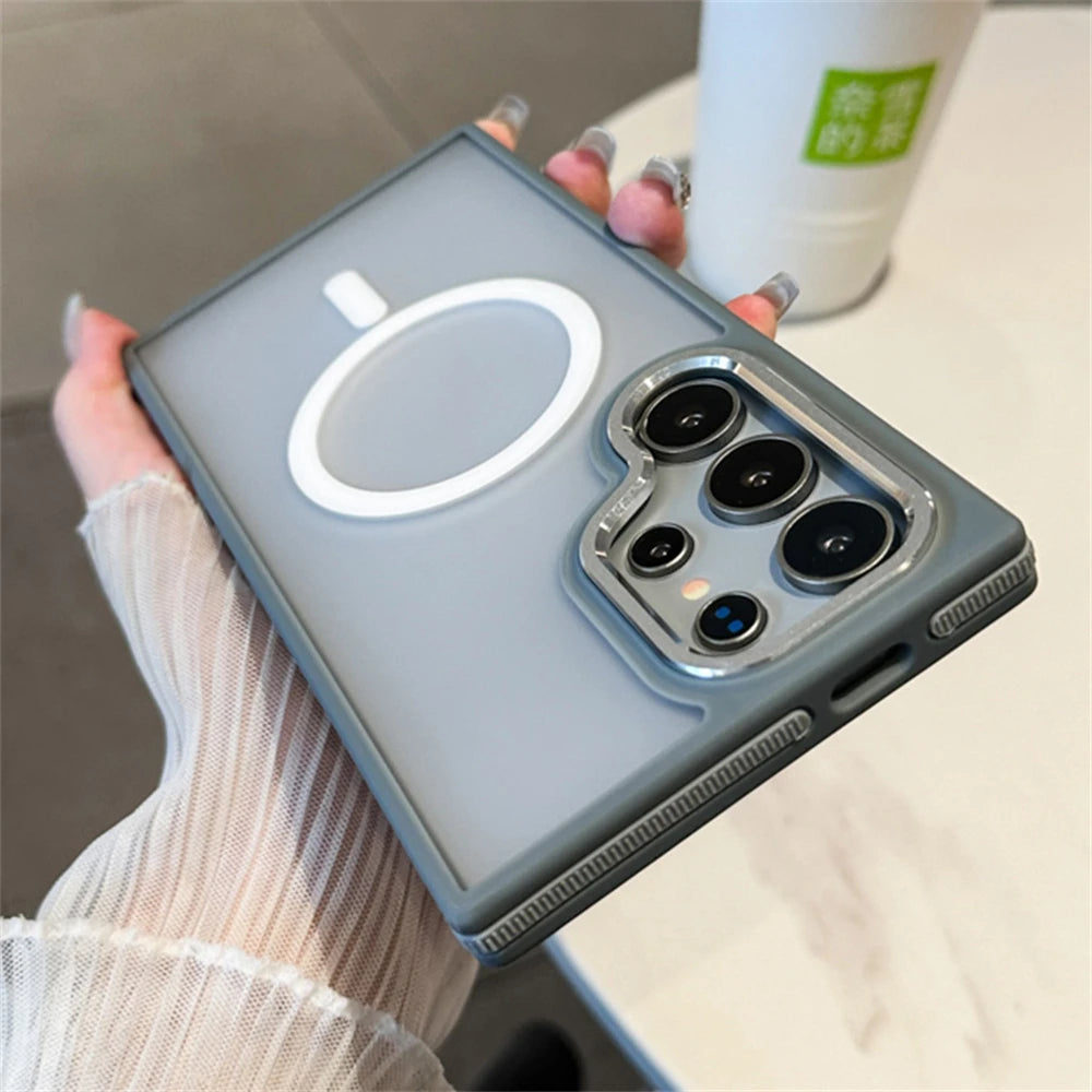 Luxury Matte Magnetic Case For Samsung Galaxy S26 S24 S22 S25 Ultra S23 Plus S23 FE For Magsafe Wireless Charge Shockproof Cover