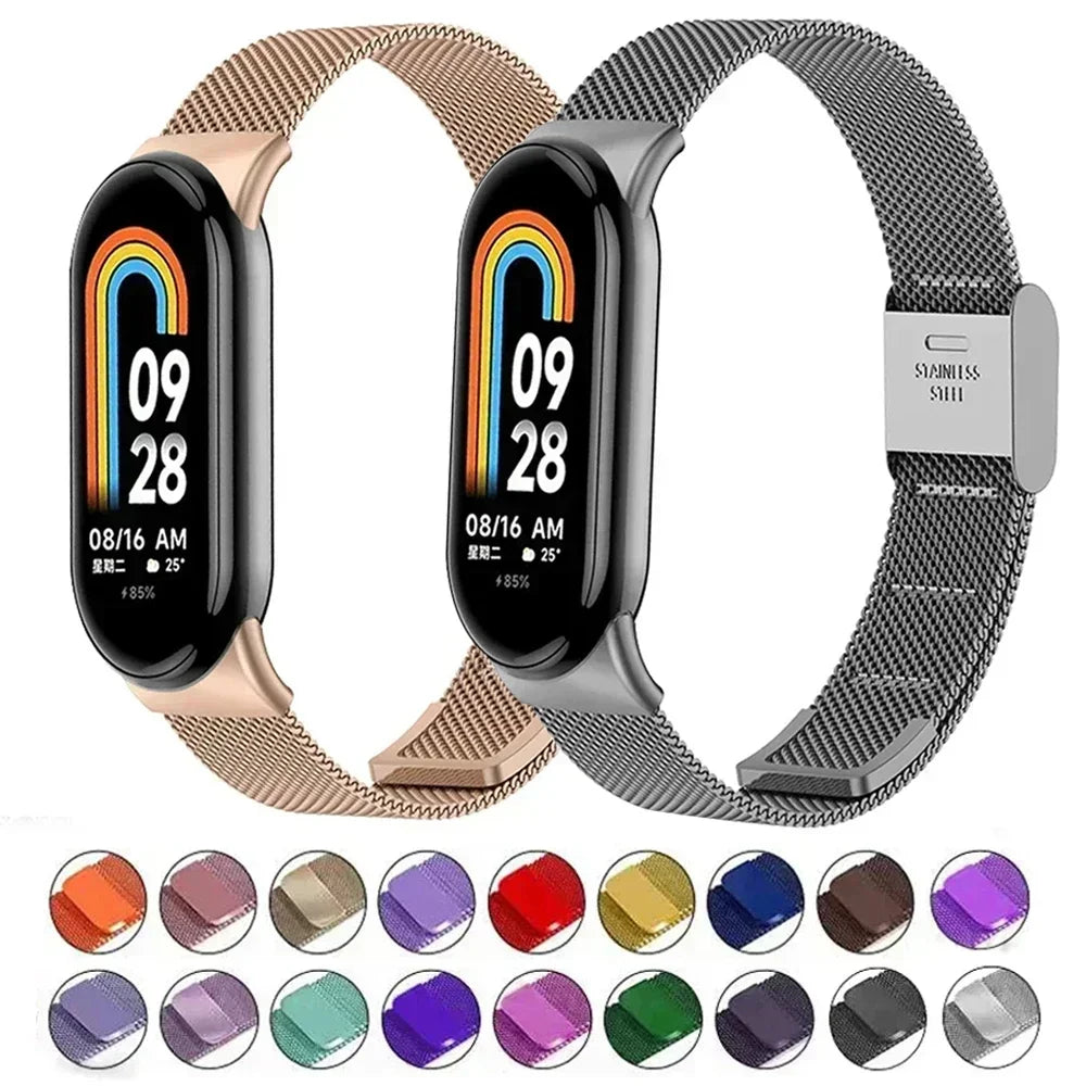 Stainless Steel Strap for Xiaomi Mi 9 8 Band Metal Milanese Bracelet on Mi Band 8 Wristband for Mi Band 9 8 Strap Accessories