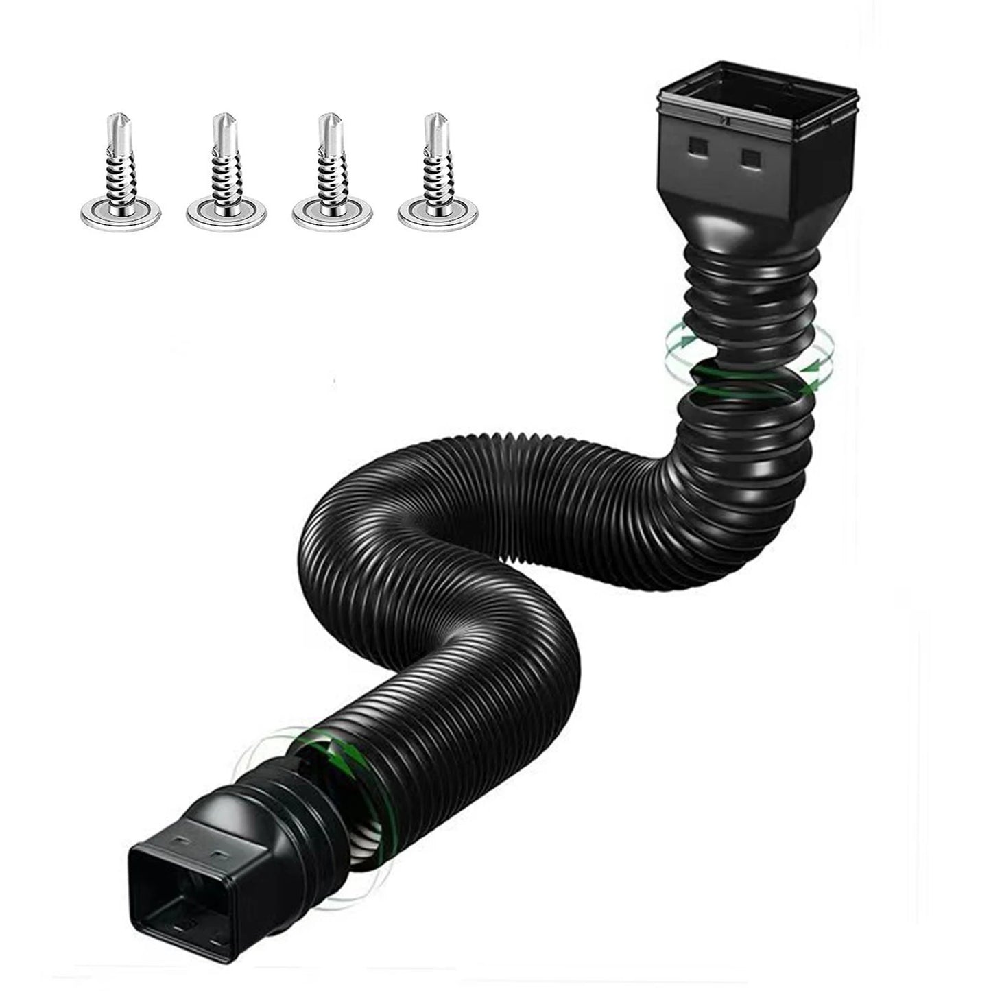 Rain Gutter Downspout Extensions Flexible Drain Downspout Extender Connector with 3x4in and 2x3in Connectors Screws for Included
