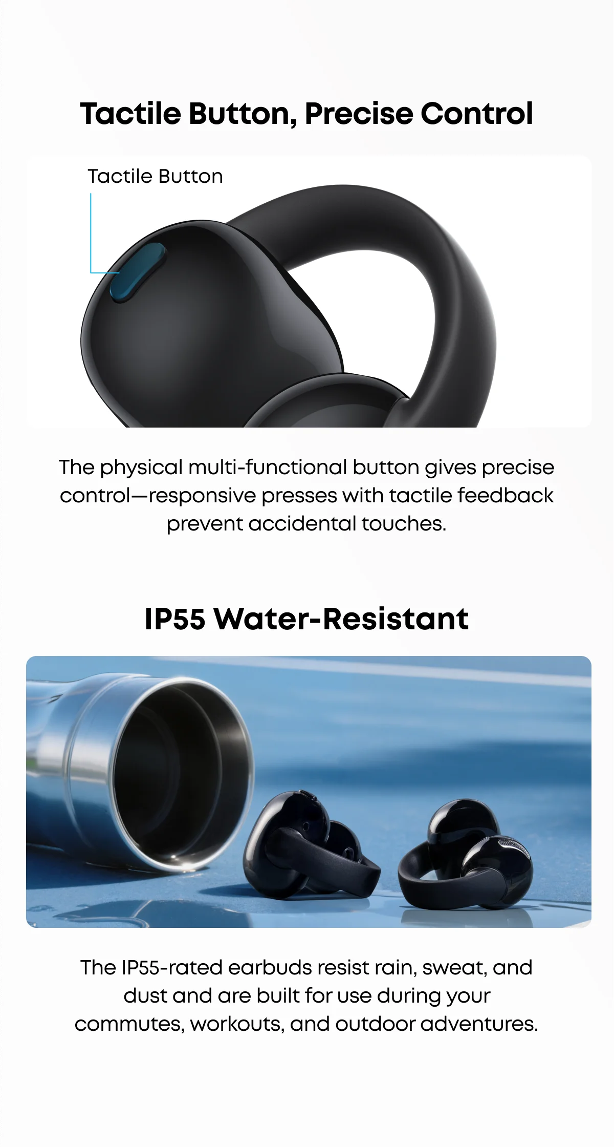 In Stock SoundCore C50i Comfortable Clip on Earbuds with Powerful Bass IP55 Bluetooth 6.0 Earphones AI-Enhanced Call Clarity