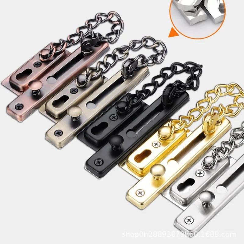 NAIERDI Security Door Sliding Chain Lock Safety Punch Free Stainless Steel Door Chain Lock Anti-theft Door Chain Latch Buckle