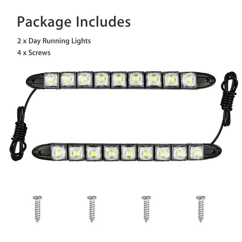 2Pcs 9 LED 12V Car Daytime Running Light  Flexible Waterproof Fog Day Driving Head Lamp