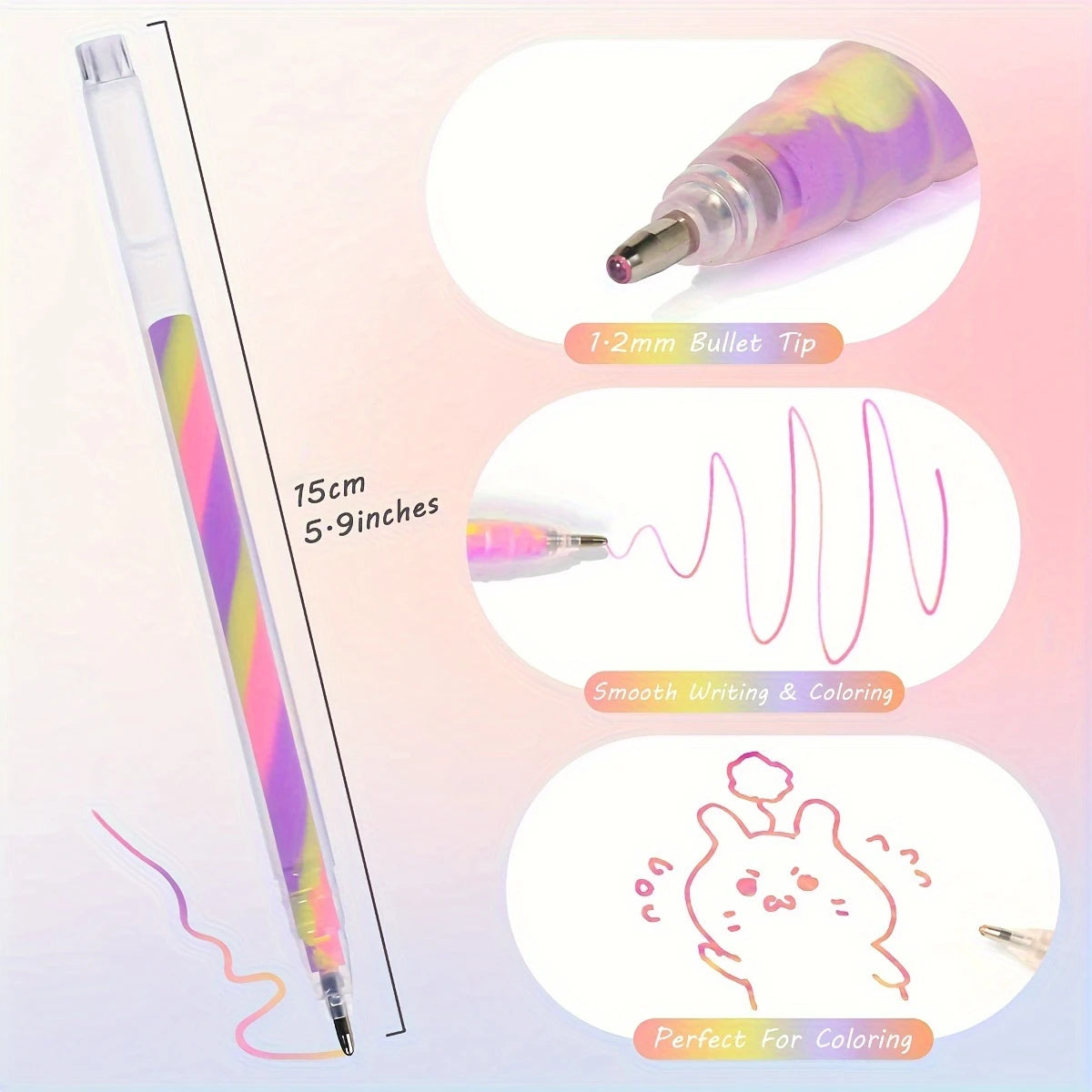 6pcs Glitter Gel Highlighter Pens Set - 1.2mm Vibrant Colors, Smooth Writing, Perfect for Journals, DIY Crafts, Greeting Cards,