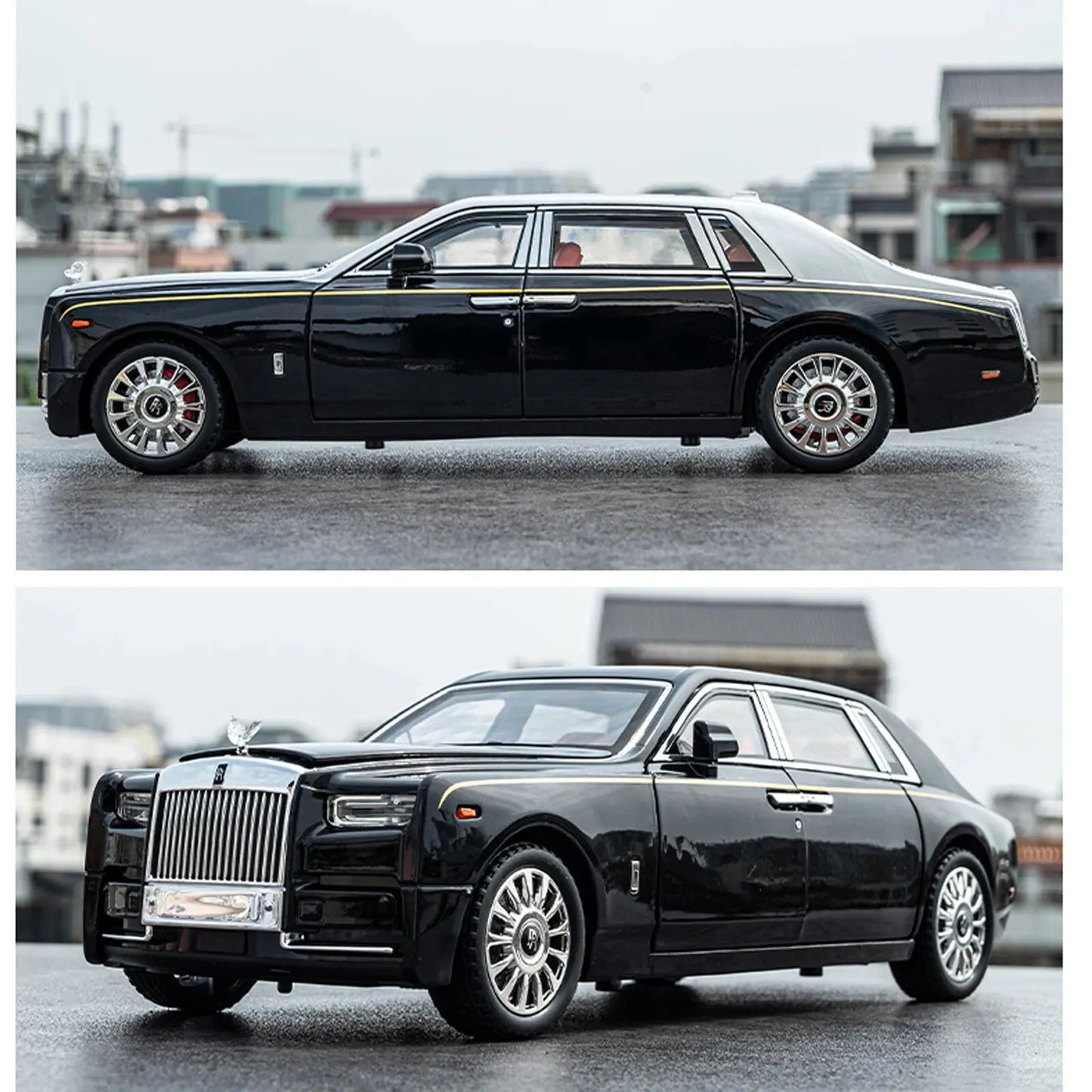 1:18 Rolls-Royce Phantom Model Car, Zinc Alloy Pull Back Toy Diecast Car with Sound and Light, Realistic Modeling Model Toy