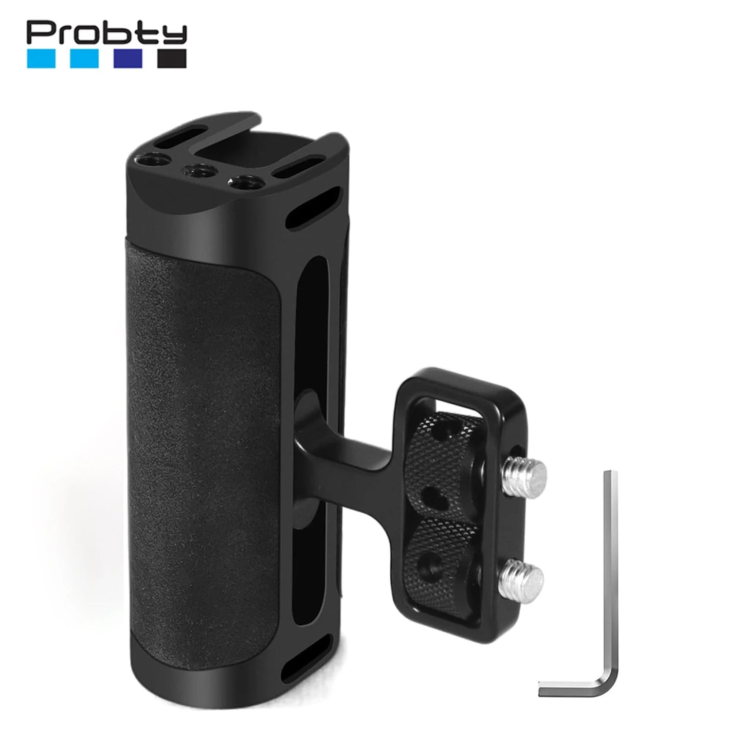 Probty Mini Side Handle Handgrip with Cold Shoe Interface and 1/4"-20 Screw Mount for DSLR/Digital Camera Cage