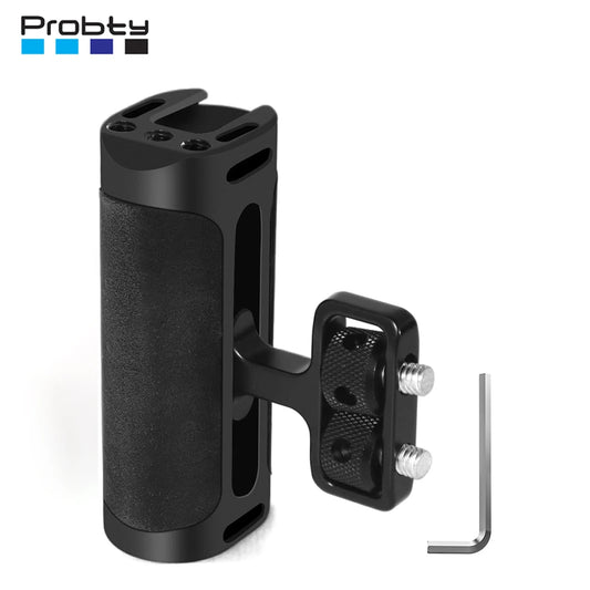 Probty Mini Side Handle Handgrip with Cold Shoe Interface and 1/4"-20 Screw Mount for DSLR/Digital Camera Cage