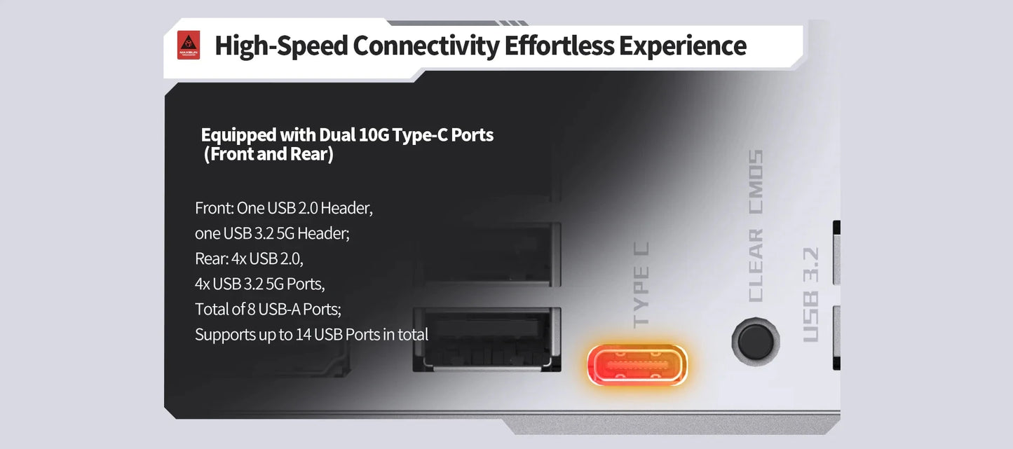 MAXSUN Terminator B650M WiFi6 Computer Motherboard support AMD CPU AM5 Ryzen7000 Ryzen8000 Ryzen9000 Bluetooth 5.2 DDR5 SATA3.0