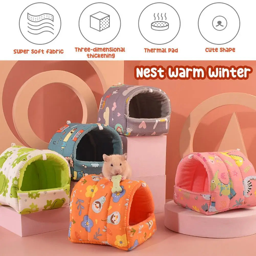 Soft Hamster House Rabbit Rodent Guinea Pig Rat Cage Nest Small Animal Sleeping Bed Winter Warm Cotton Mat Accessories Hedgehog