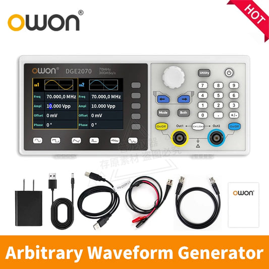 Owon 2-Ch function arbitrary waveform signal generator DGE2035/2070 30/70MHz 14bits, modulation, swept frequency, pulse, storage