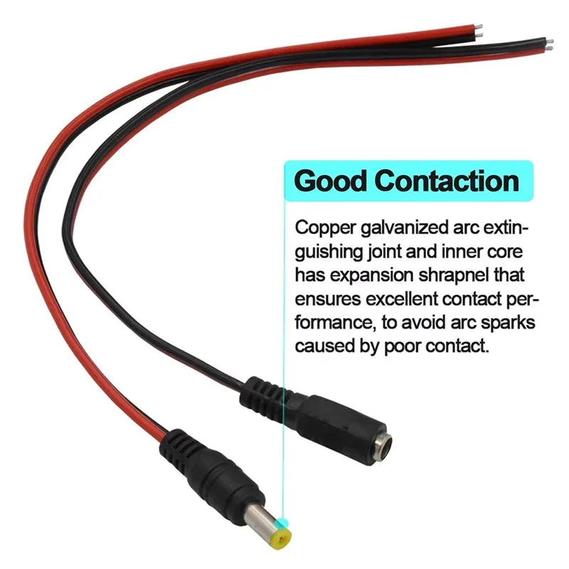 5Pcs 10Pcs 5.5x2.1mm Male Female Plug 12V DC Power Pigtail Cable Jack for CCTV Camera Connector Tail Extension 24V DC Wire