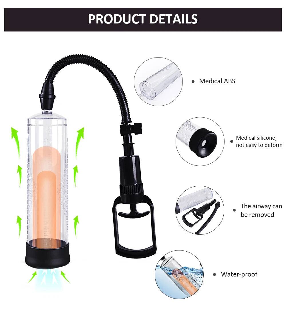 Male Penis Pump Vacuum Dick Extender Penis Enlargement Erotic Sex Toy For Man Cock Increase Length Enlarger Adult Supplies