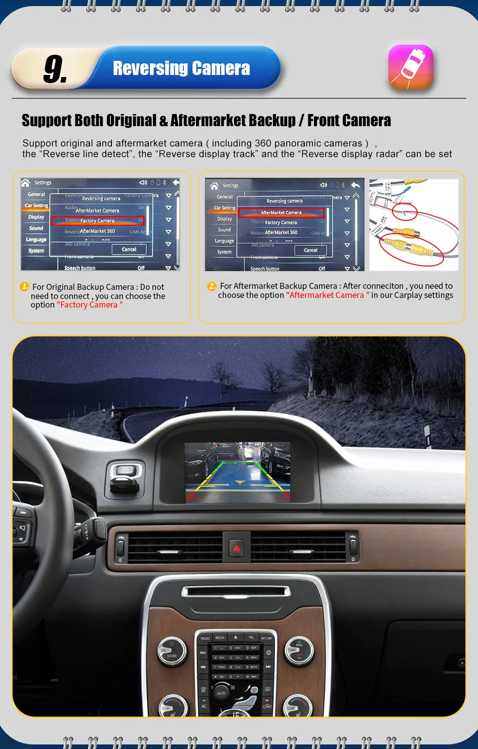 Wireless Apple CarPlay For VOLVO 7‘’ S60 S80 XC60 V60 V40 S60L 2015-2019 Car Play Android Auto Box Mirror Front View Rear Camera