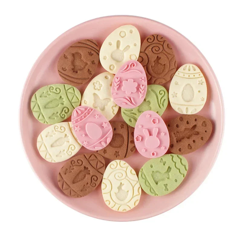 8/9Pcs DIY Easter Sauce Sandwich Biscuit Mold Cartoon Bunny Egg Cookie Cutters 3D Baking Cookie Mold Stamp Cake Decorating Tools