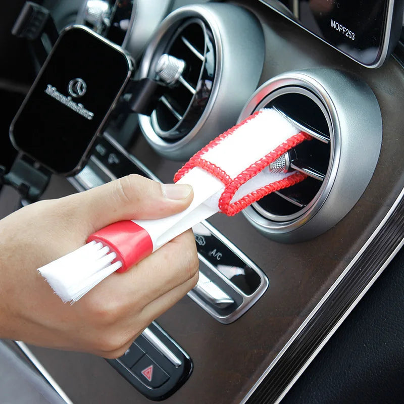 2PCS Car Air Vent Brush Double head Brushes Conditioner Vent Brush Microfibre Car Grille Dashboard Interior Car Cleaning Tools