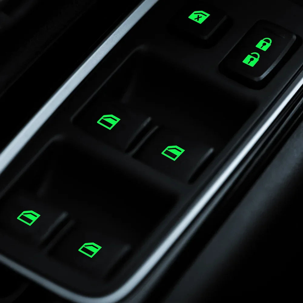 Car Interior Stickers Auto Accessories Car Window Button Luminous Sticker Lifter Switch Night Fluorescent Decals