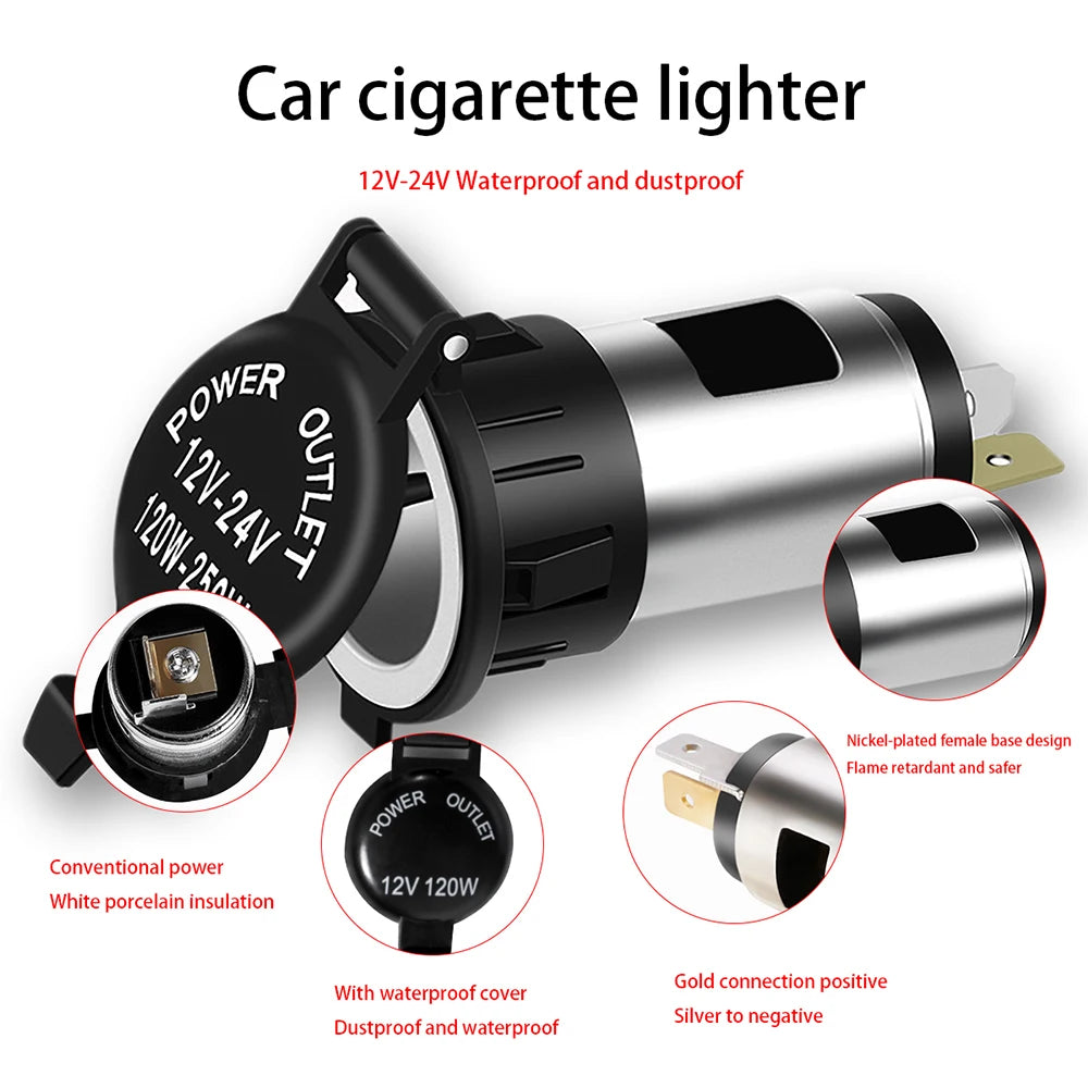 Auto 12V-24V 120W-250W Cigarette Lighter Socket Power Plug Outlet Replacement Parts for Car Truck Cigarette Lighter Splitter