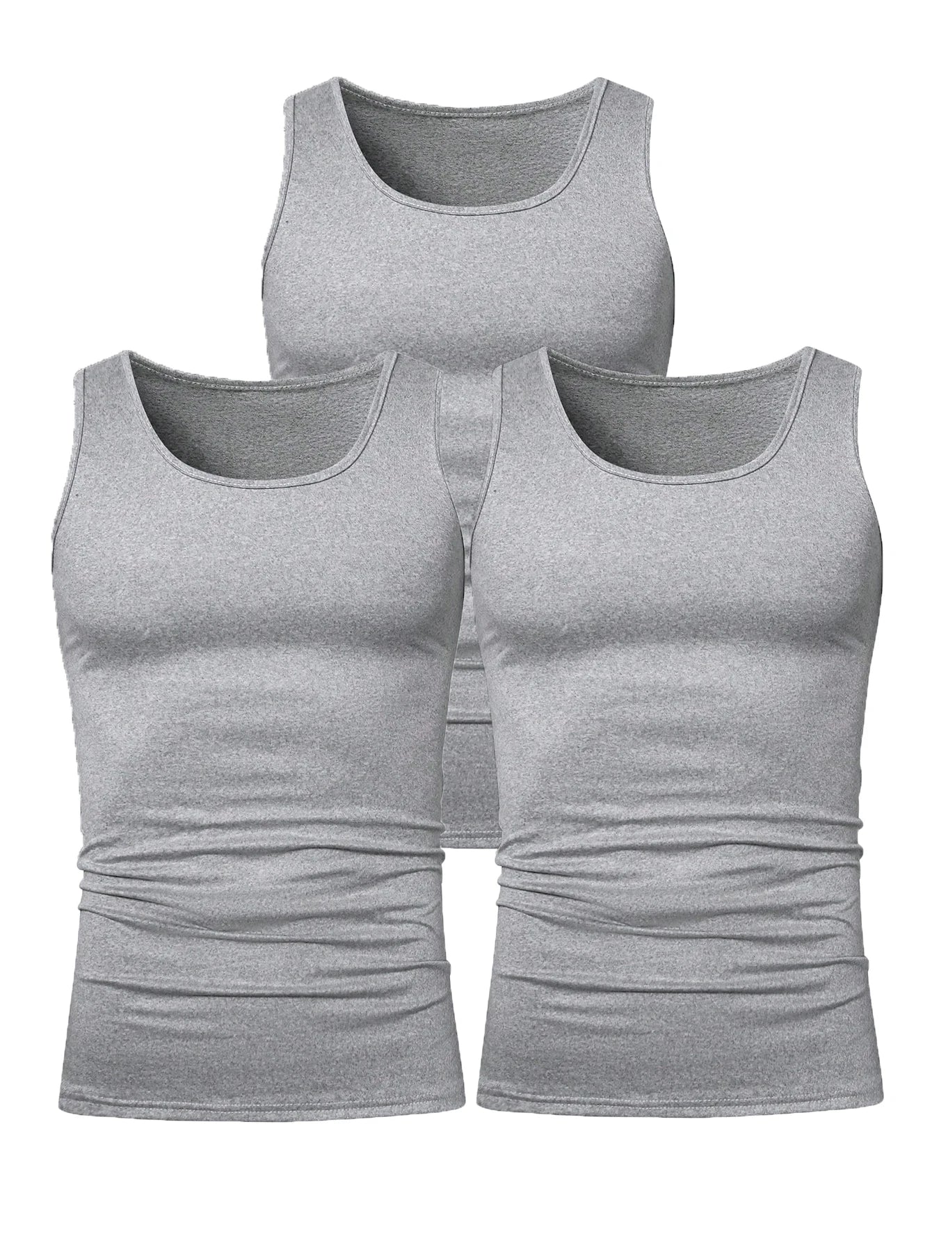 3pcs Summer Mens Sleeveless Tank Top Solid Vest Undershirts O-neck Gym Tees Trendy Versatile Slim Fit Men Casual Vest Tops