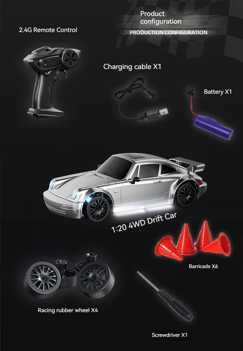 New 4WD Remote Control Drift Car Full Size 1:24 Mini Remote Control Racing Car Model 2.4G Radio High Speed RC Car Boy Toy Gift