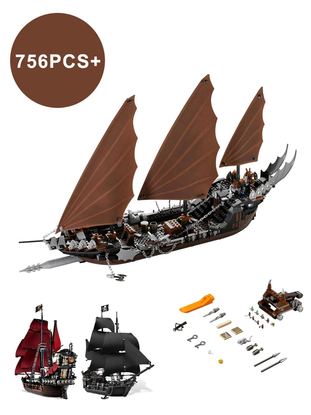 Pirates of the Caribbean Black Pearl Queen Anne Revenge Ghost Ship Model 79008 4184 Building Blocks 4195 Set Bricks Toy Kid Gift