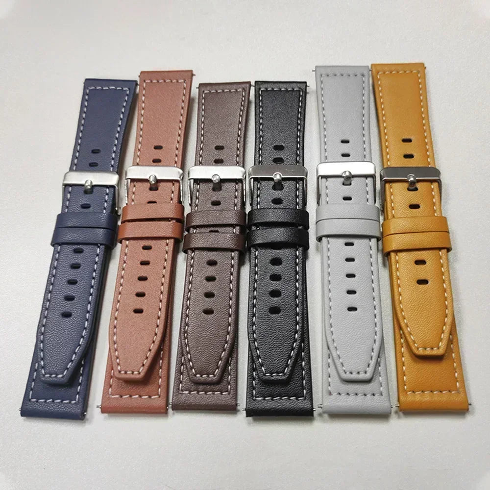 20mm 22mm Strap For Samsung Galaxy watch 7/6/4/5 pro/classic/gear s3/active 2 Soft Leather Wristband for Huawei GT 5 4 3 2 Band