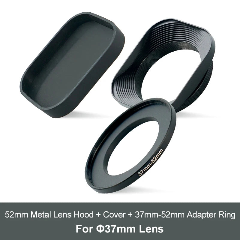 Metal Camera Square Lens Hood Universal Retro Reduce Light for Fuji Fujifim 39mm 43mm 46mm 49mm 52mm Filter Adapter Ring Metal