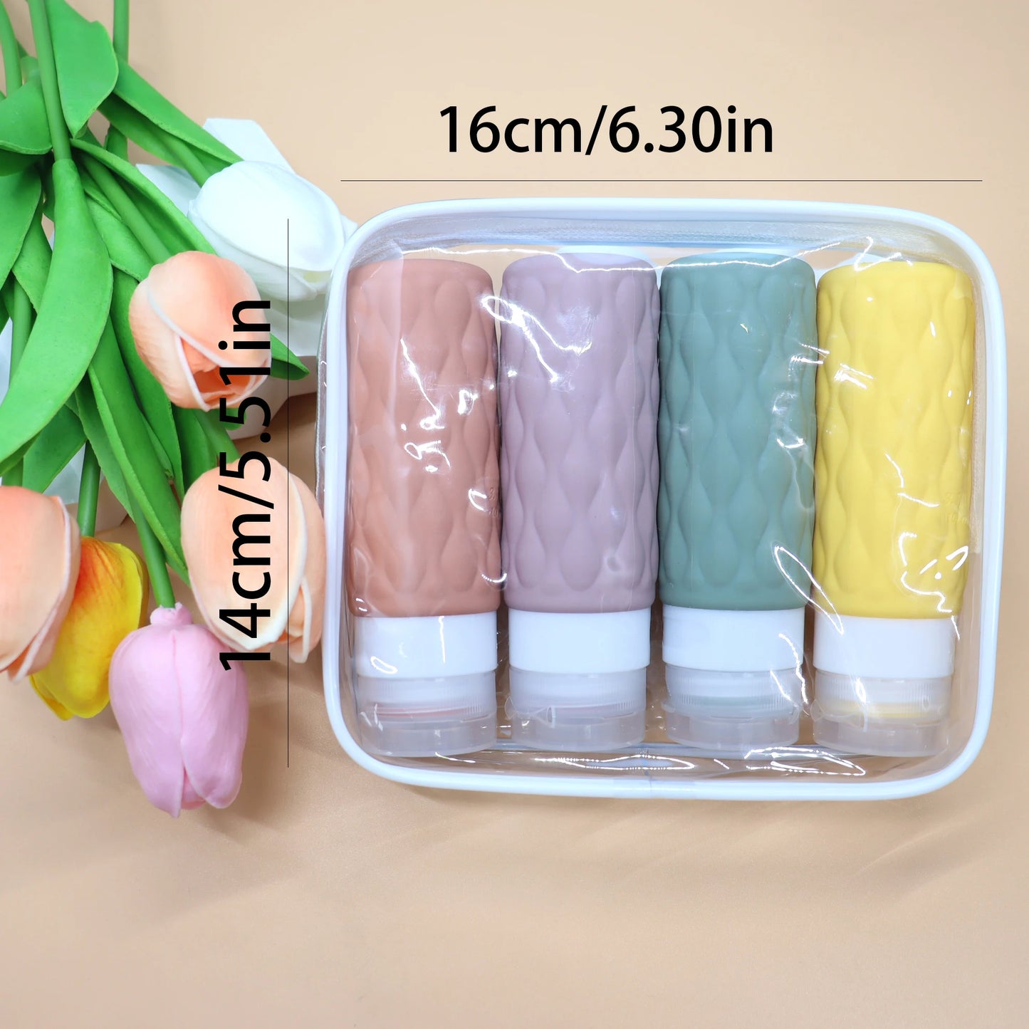 4pcs Travel Refillable Bottle Set Portable Silicone Squeezed Empty Soft Sub-bottling Tool Liquid Container Spray Lotion