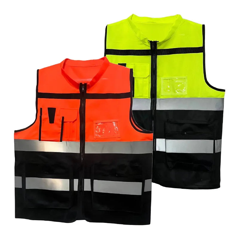 High Brightness Strip Reflective Vest Breathable Workwear Multi Pocket Protective Clothing Safety For Night Running Bike Factory