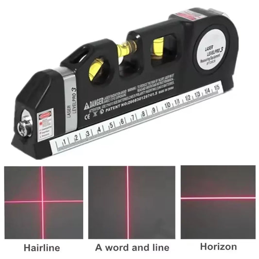 Multipurpose Measure Laser Level Aligner for Horizon Vertical Measure with Standard Metric Rulers Construction Measuring Tools