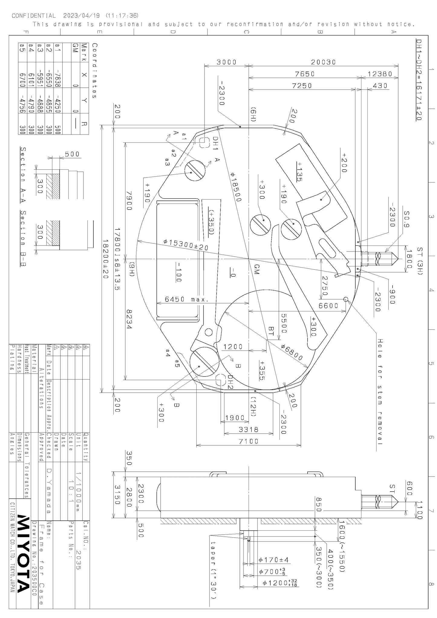 Miyota 2035 Standard｜Quartz Movements White 3 Hands Size:6 3/4×8''' Heigh:3.15mm -YOUR ENGINE- Metal movement made in Japan.