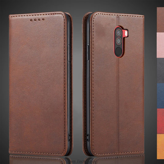 Magnetic attraction Leather Case for Xiaomi POCOPHONE POCO F1 Holster Flip Cover Case Wallet Phone Bags Fundas Coque
