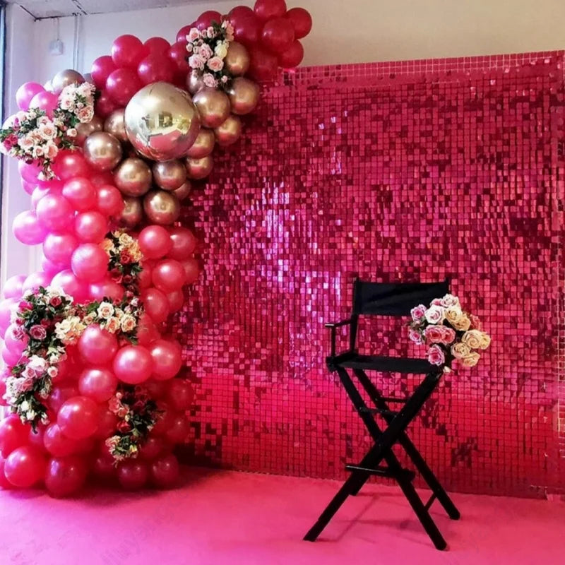 1000pc Shimmer Sequin Party Backdrop Curtain Metallic Foil Fringe Birthday Wedding Wall Decoration Photo Zone Booth Glitter Gold