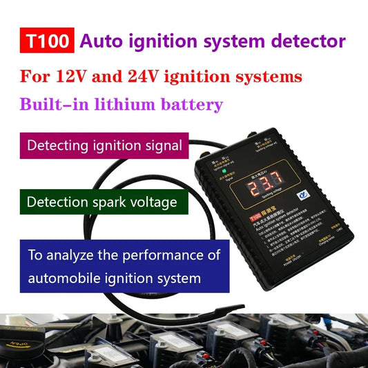 AM-T100 12V 24V Auto Ignition System Detector Ignition Signal and Spark Voltage Tester